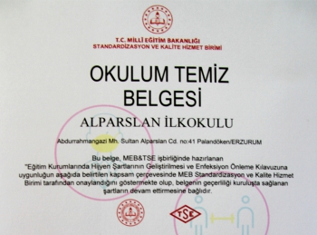 Erzurum’da 504 okula “Okulum Temiz” belgesi