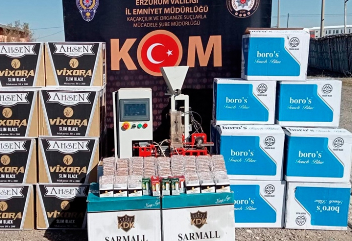 Erzurum Polisinden kaçak sigara operasyonu